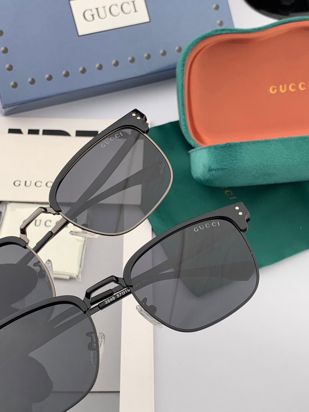 Gucci G5384 Polarized Square Black Lens Sunglasses for Women - 415048 - detail image 5
