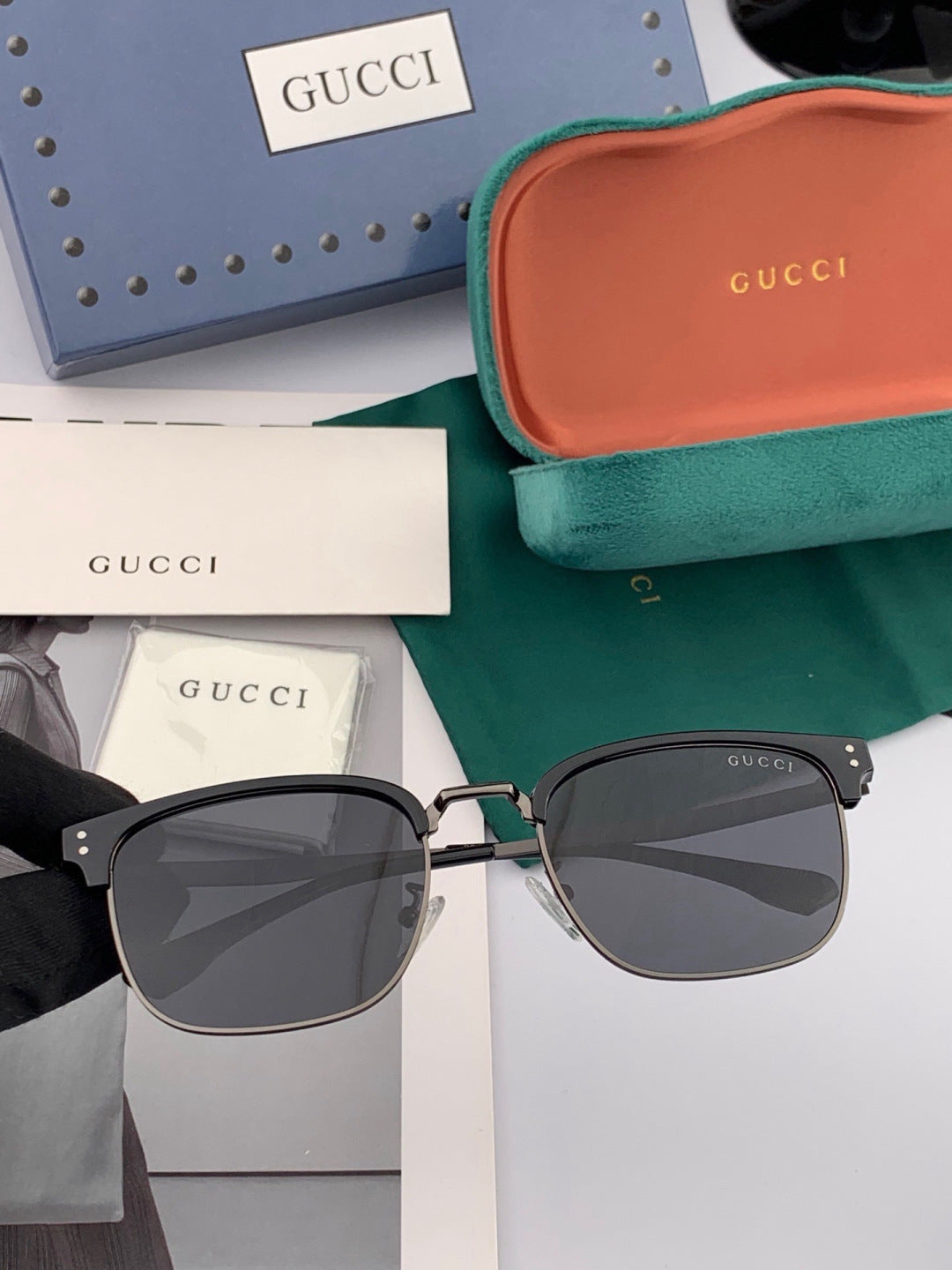 Gucci G5384 Polarized Square Black Lens Sunglasses for Women - 415048 - detail image 2