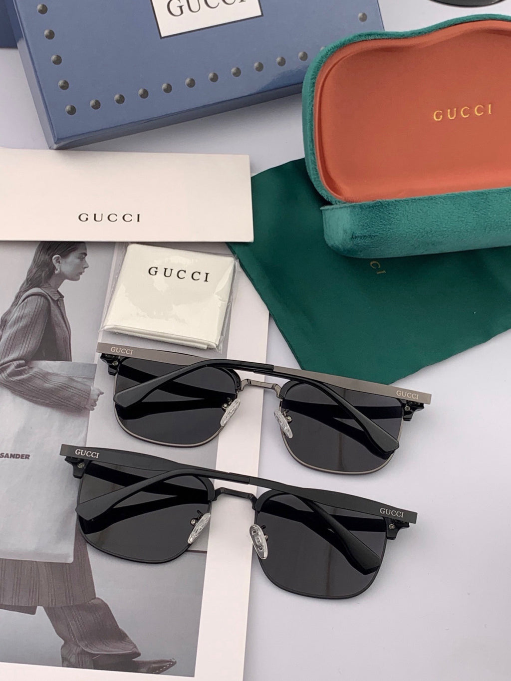 Gucci G5384 Polarized Square Black Lens Sunglasses for Women - 415048 - detail image 6