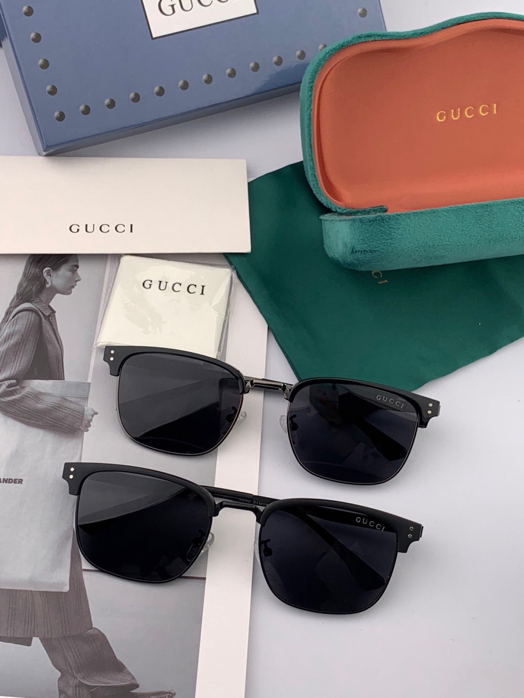 Gucci G5384 Polarized Square Black Lens Sunglasses for Women - 415048 - detail image 7