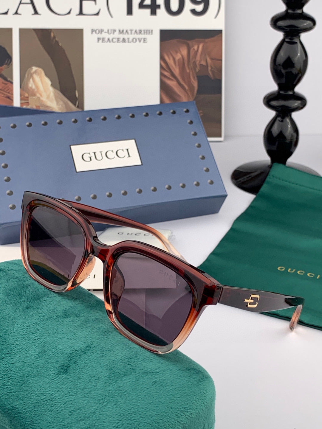 Gucci G5108 Polarized Square Black Lens Sunglasses for Women - 415050 - detail image 6