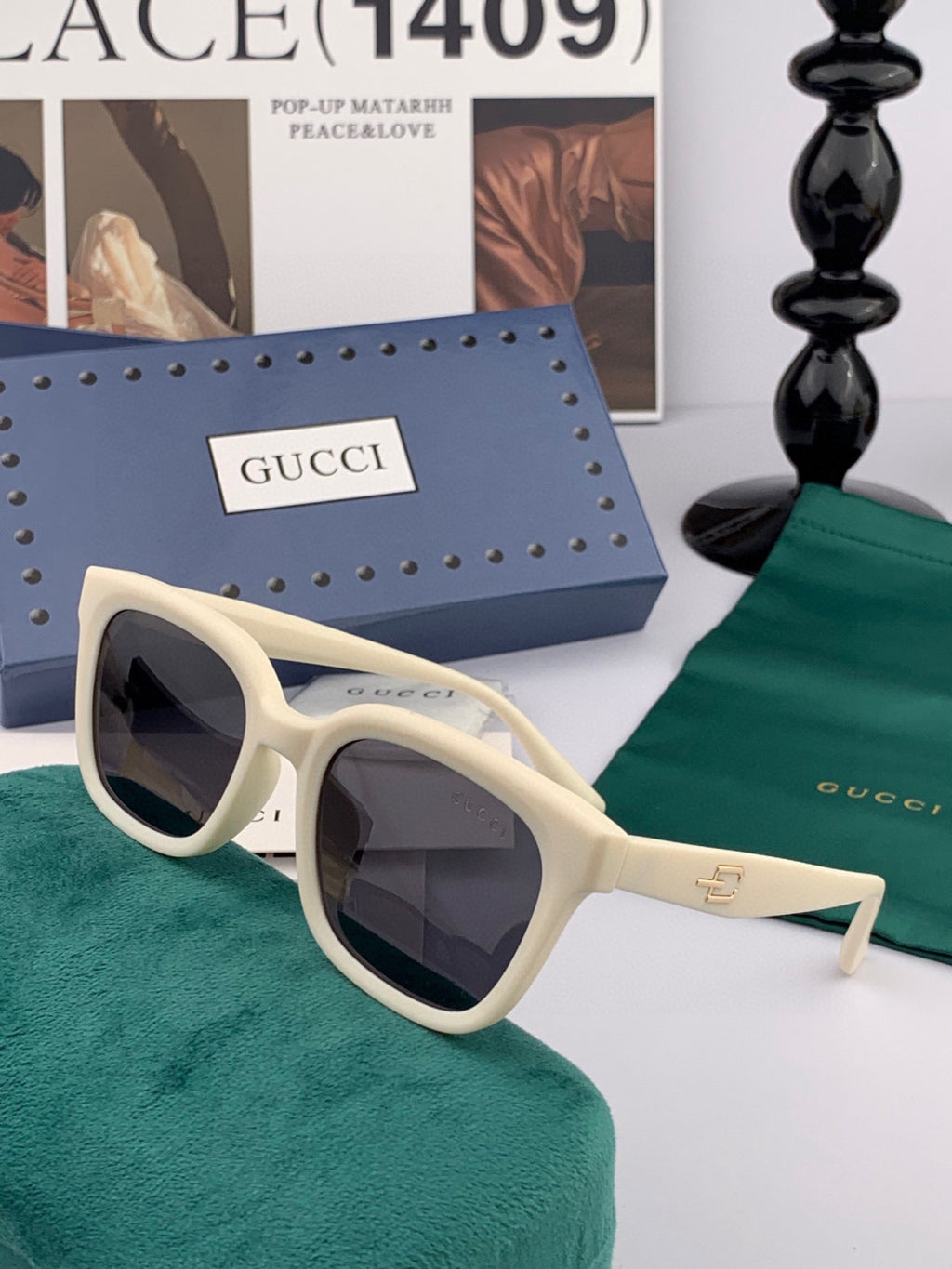 Gucci G5108 Polarized Square Black Lens Sunglasses for Women - 415050 - detail image 4