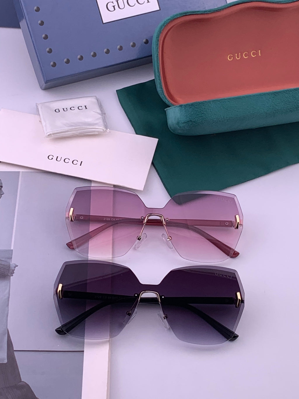 Gucci G8212 Polarized Rimless Black Lens Sunglasses for Men & Women - 415051 - detail image 7