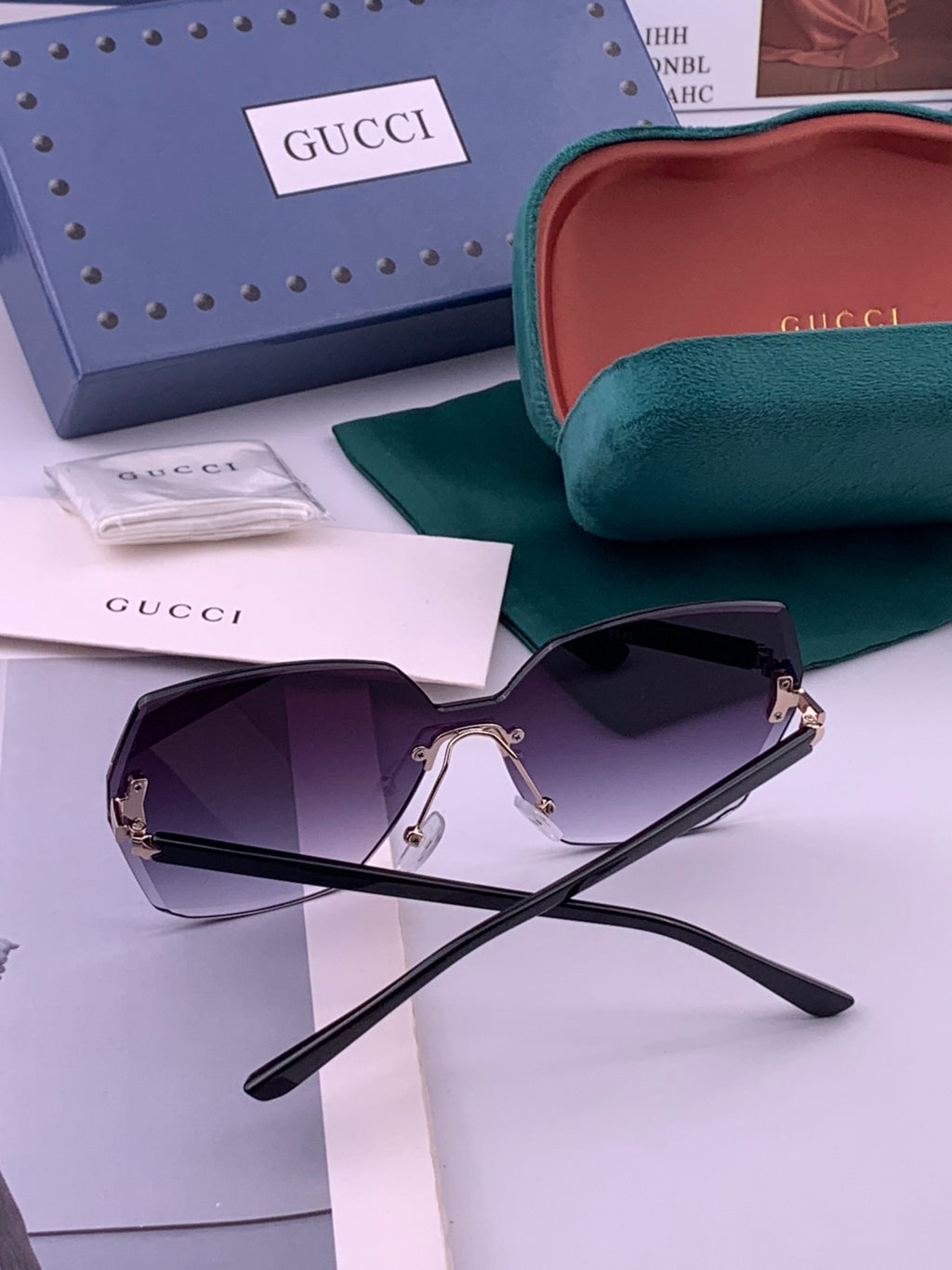 Gucci G8212 Polarized Rimless Black Lens Sunglasses for Men & Women - 415051 - detail image 5