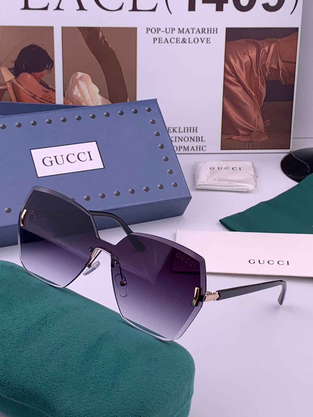 Gucci G8212 Polarized Rimless Black Lens Sunglasses for Men & Women - 415051 - detail image 2