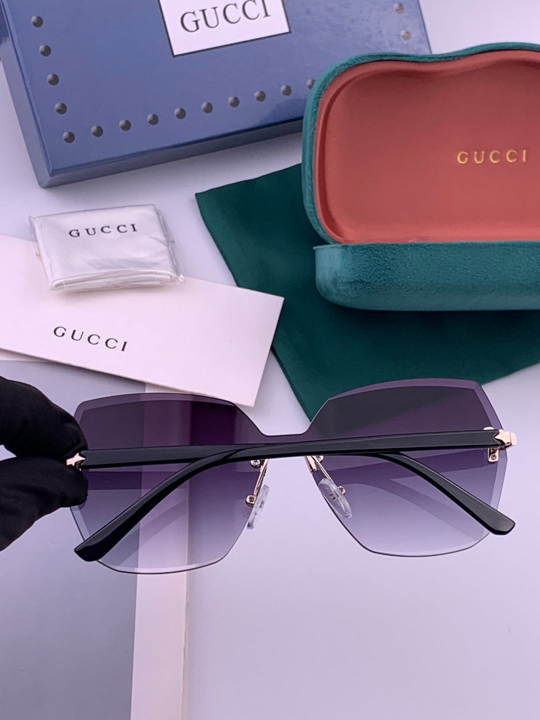 Gucci G8212 Polarized Rimless Black Lens Sunglasses for Men & Women - 415051 - detail image 4