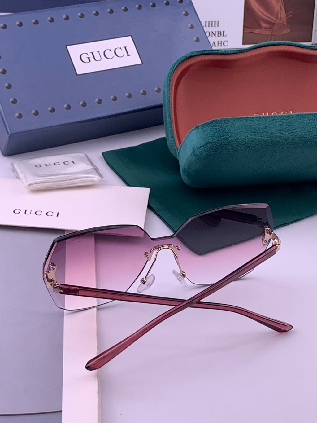 Gucci G8212 Polarized Rimless Black Lens Sunglasses for Men & Women - 415052 - detail image 5