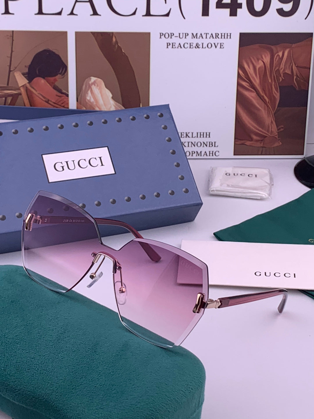 Gucci G8212 Polarized Rimless Black Lens Sunglasses for Men & Women - 415052 - detail image 2