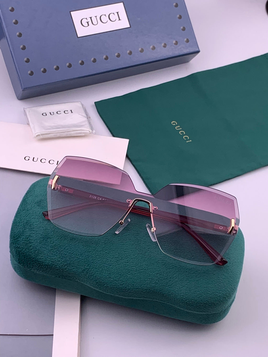 Gucci G8212 Polarized Rimless Black Lens Sunglasses for Men & Women - 415052 - detail image 6