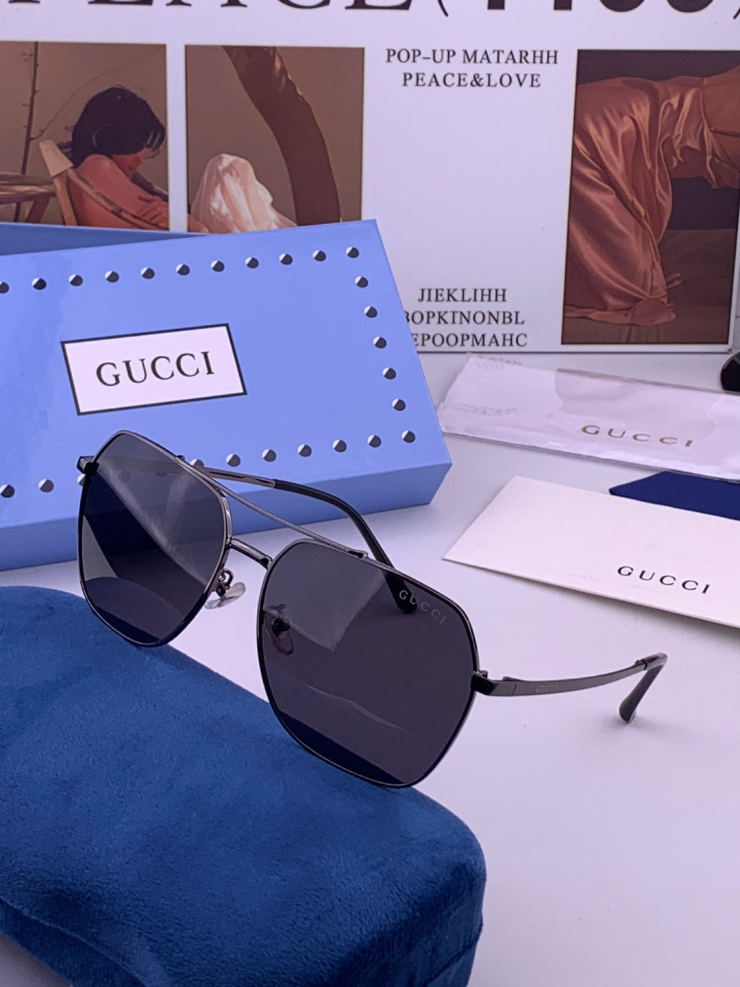 Gucci 0863 Polarized Aviator Gold Lens Sunglasses for Men & Women - 415024 - detail image 2