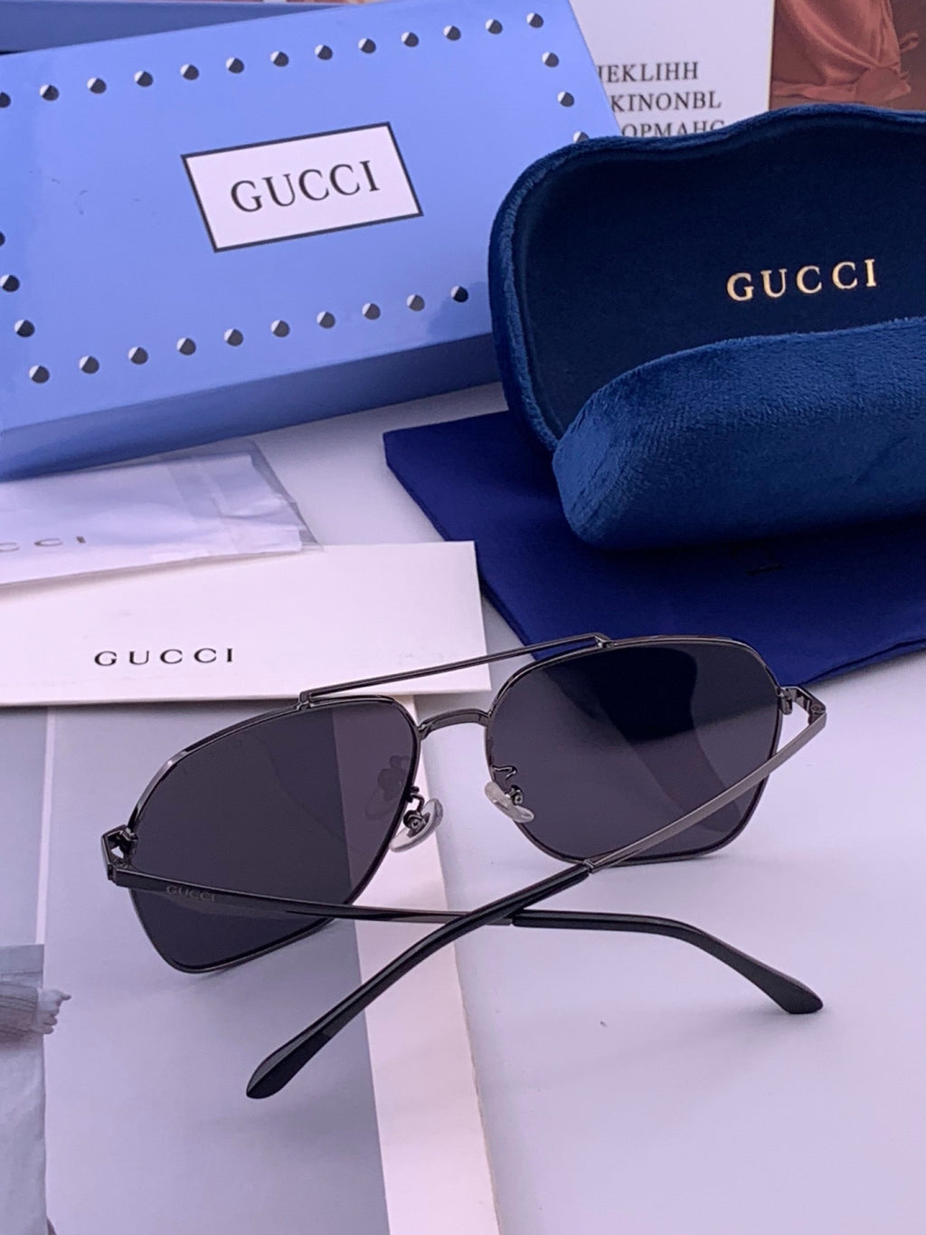 Gucci 0863 Polarized Aviator Gold Lens Sunglasses for Men & Women - 415024 - detail image 5