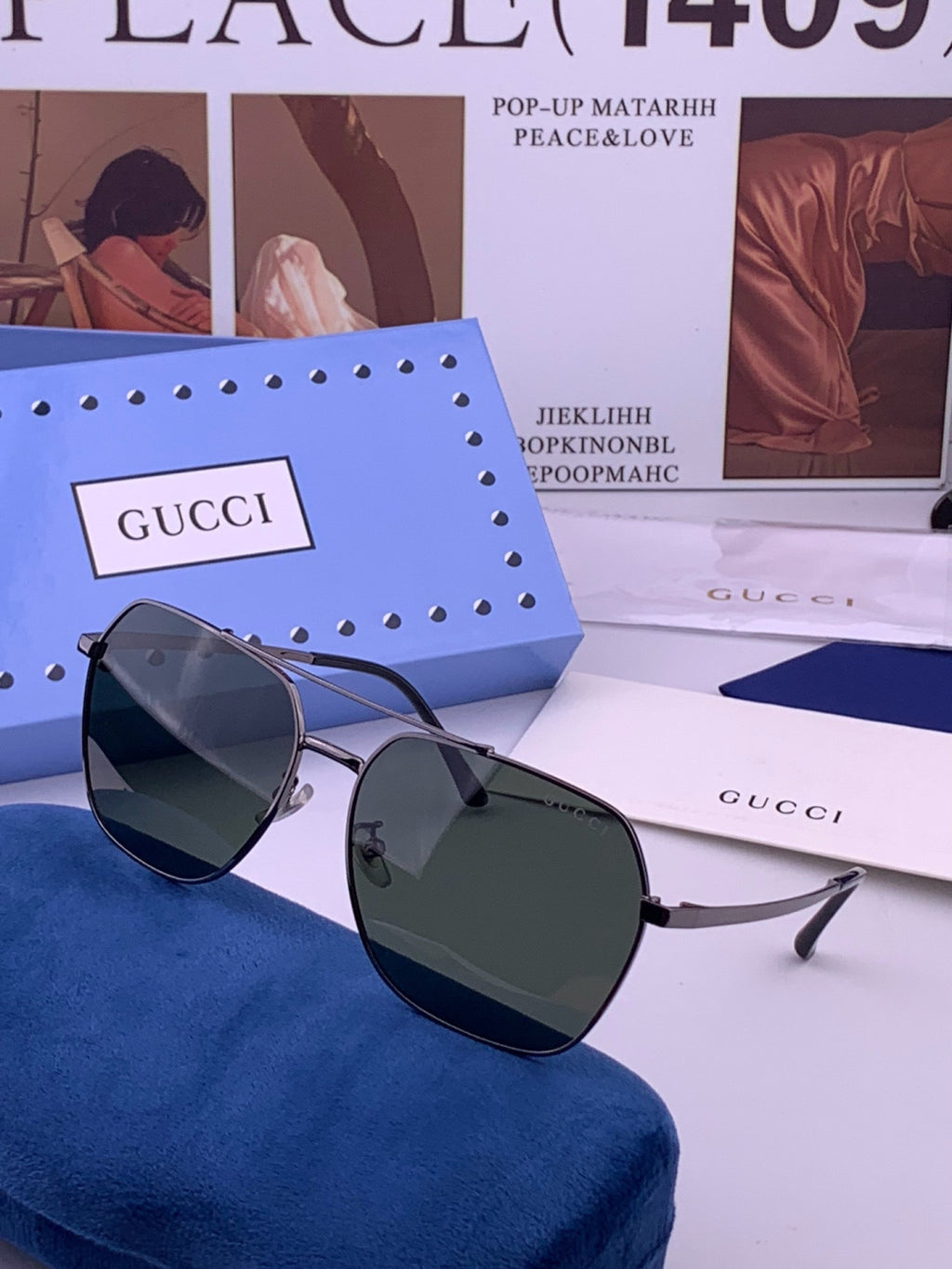 Gucci 0863 Polarized Aviator Gold Lens Sunglasses for Men & Women - 415025 - detail image 2
