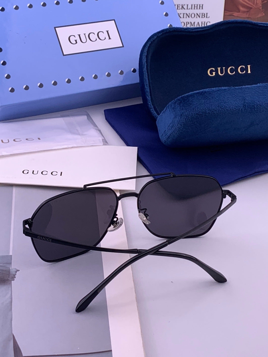 Gucci 0863 Polarized Aviator Gold Lens Sunglasses for Men & Women - 415026 - detail image 5