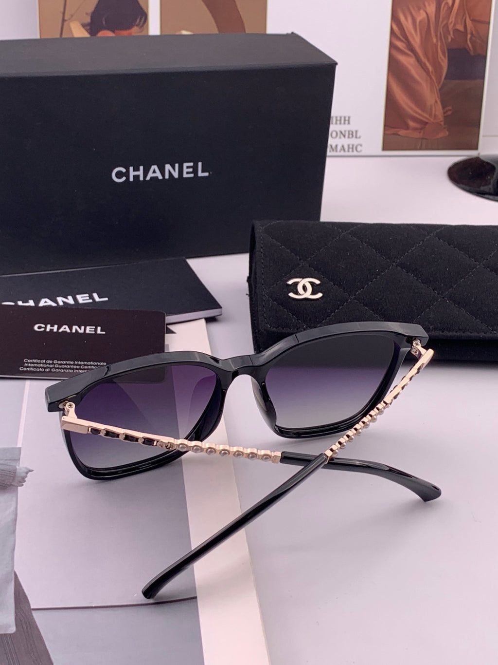 Chanel CH2753 Metal Square Gold Lens Sunglasses for Men & Women - 415243 - detail image 6