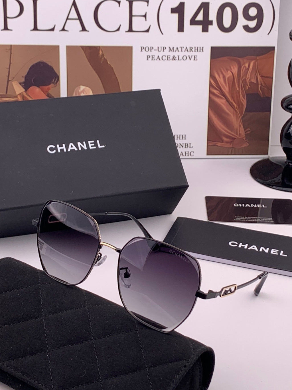 Chanel CH7238 Polarized Rimless Gold Lens Sunglasses for Men & Women - detail image 2