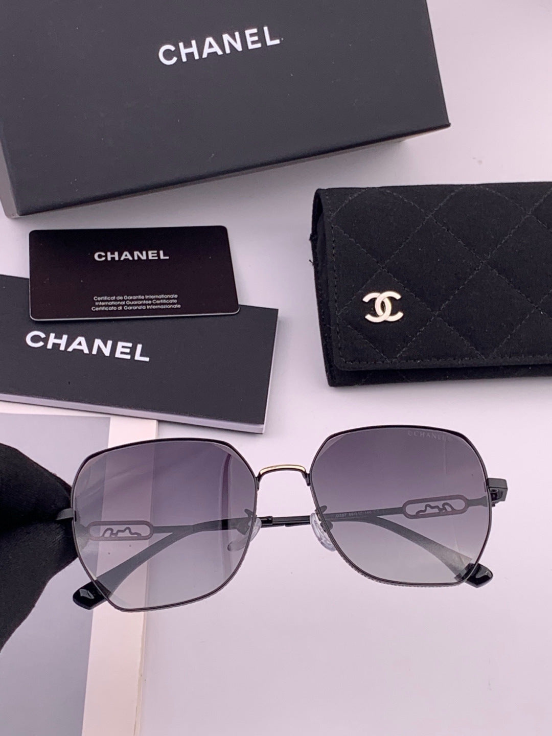 Chanel CH7238 Polarized Rimless Gold Lens Sunglasses for Men & Women