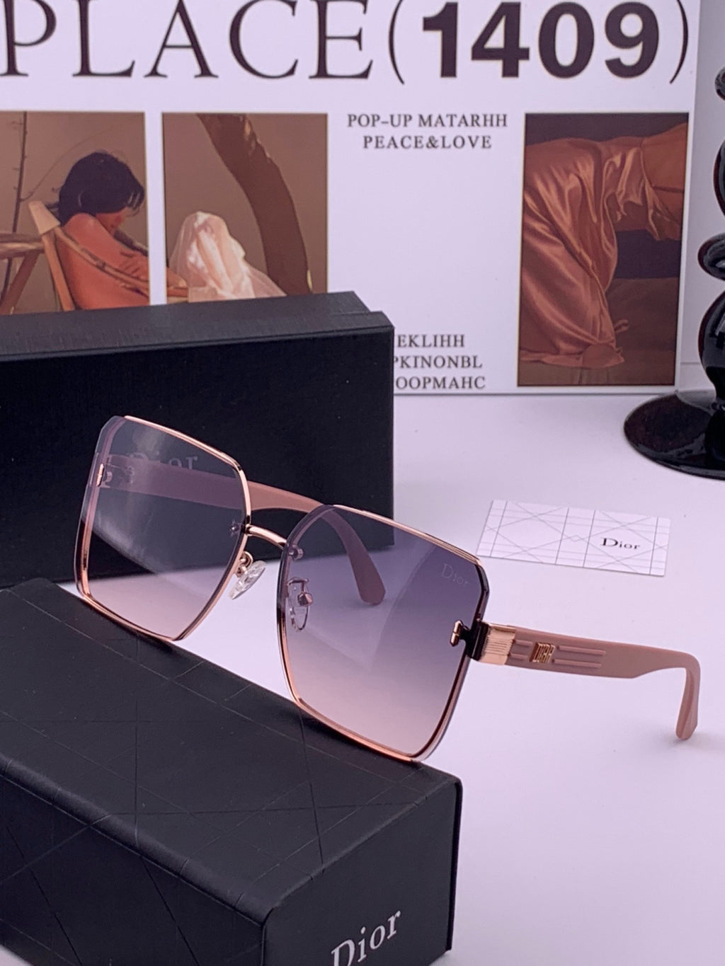 Dior CD0238 Polarized Square Red Lens Sunglasses for Women - 415452 - detail image 2