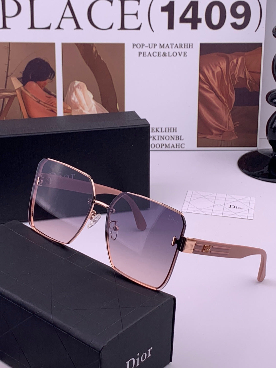 Dior CD0238 Polarized Square Red Lens Sunglasses for Women - 415452 - detail image 2