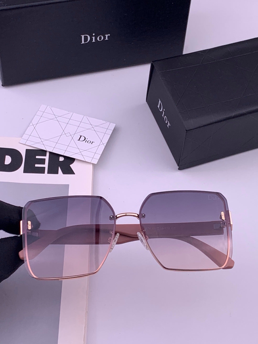 Dior CD0238 Polarized Square Red Lens Sunglasses for Women - 415452