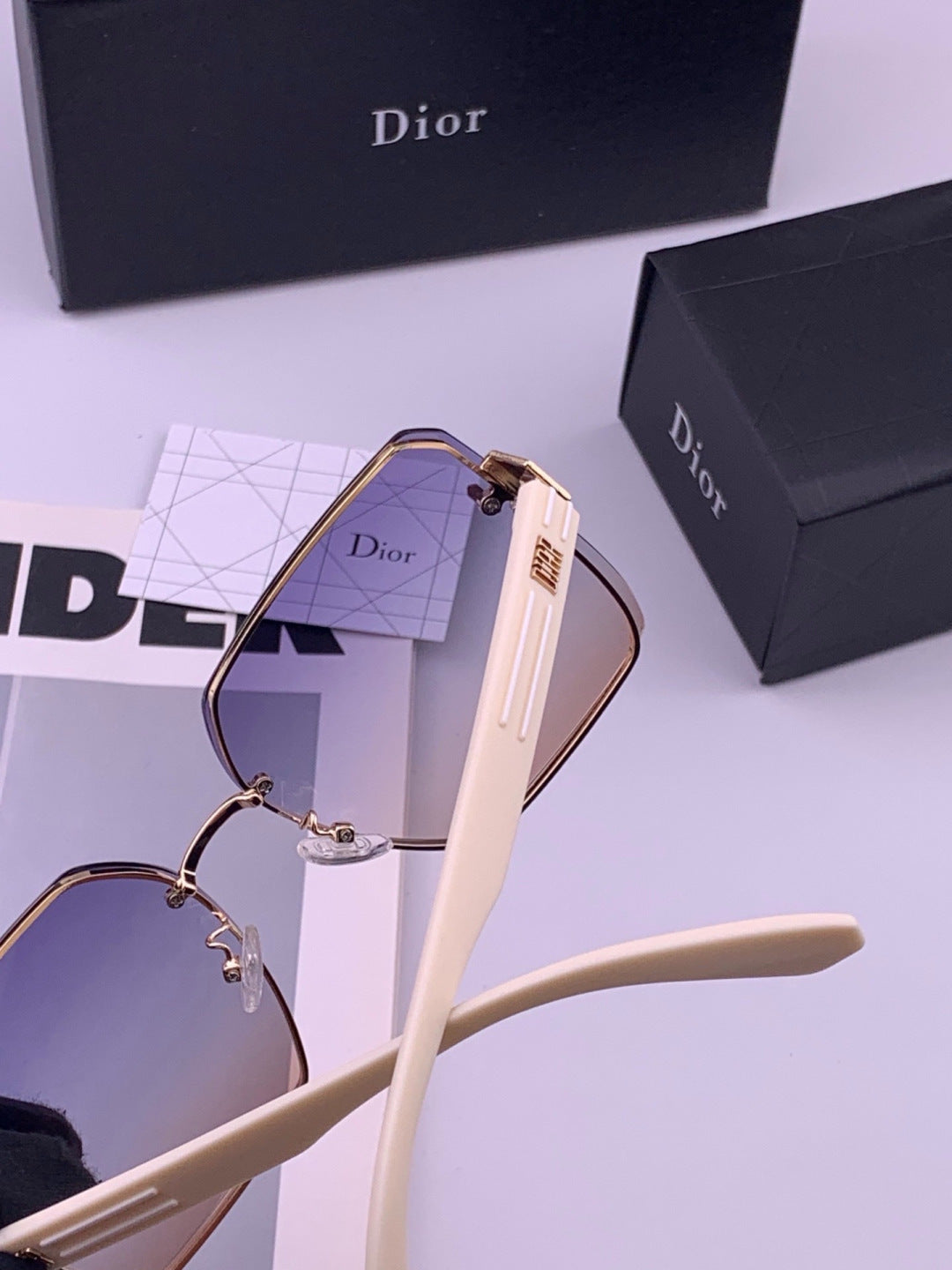 Dior CD0238 Polarized Square Gold Lens Sunglasses for Women - 415453 - detail image 5