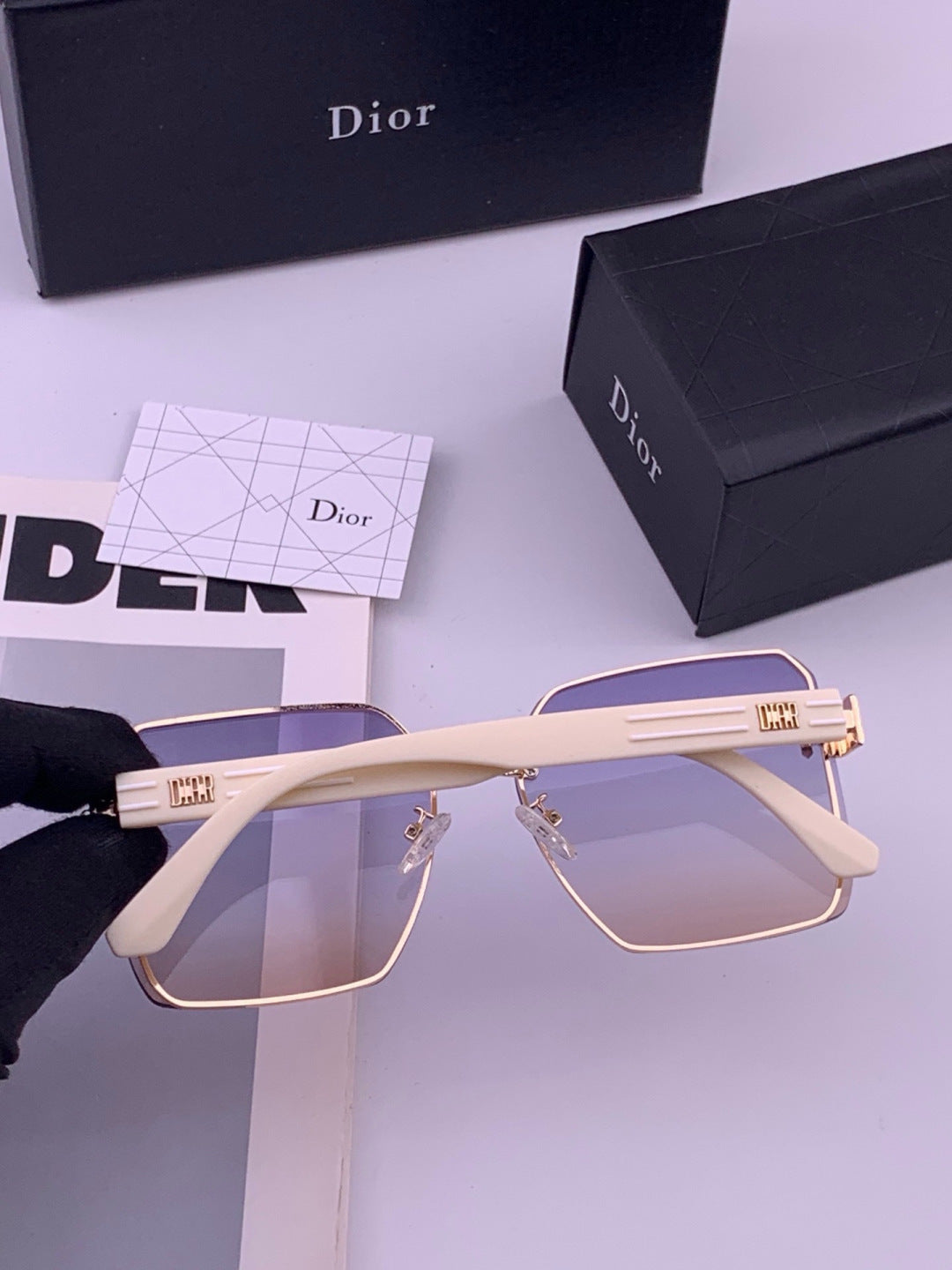 Dior CD0238 Polarized Square Gold Lens Sunglasses for Women - 415453 - detail image 4