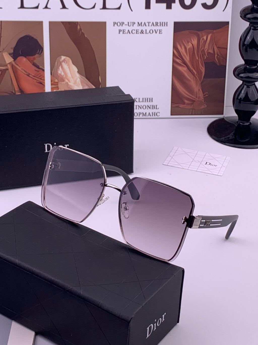Dior CD0238 Polarized Square Gold Lens Sunglasses for Women - 415454 - detail image 2