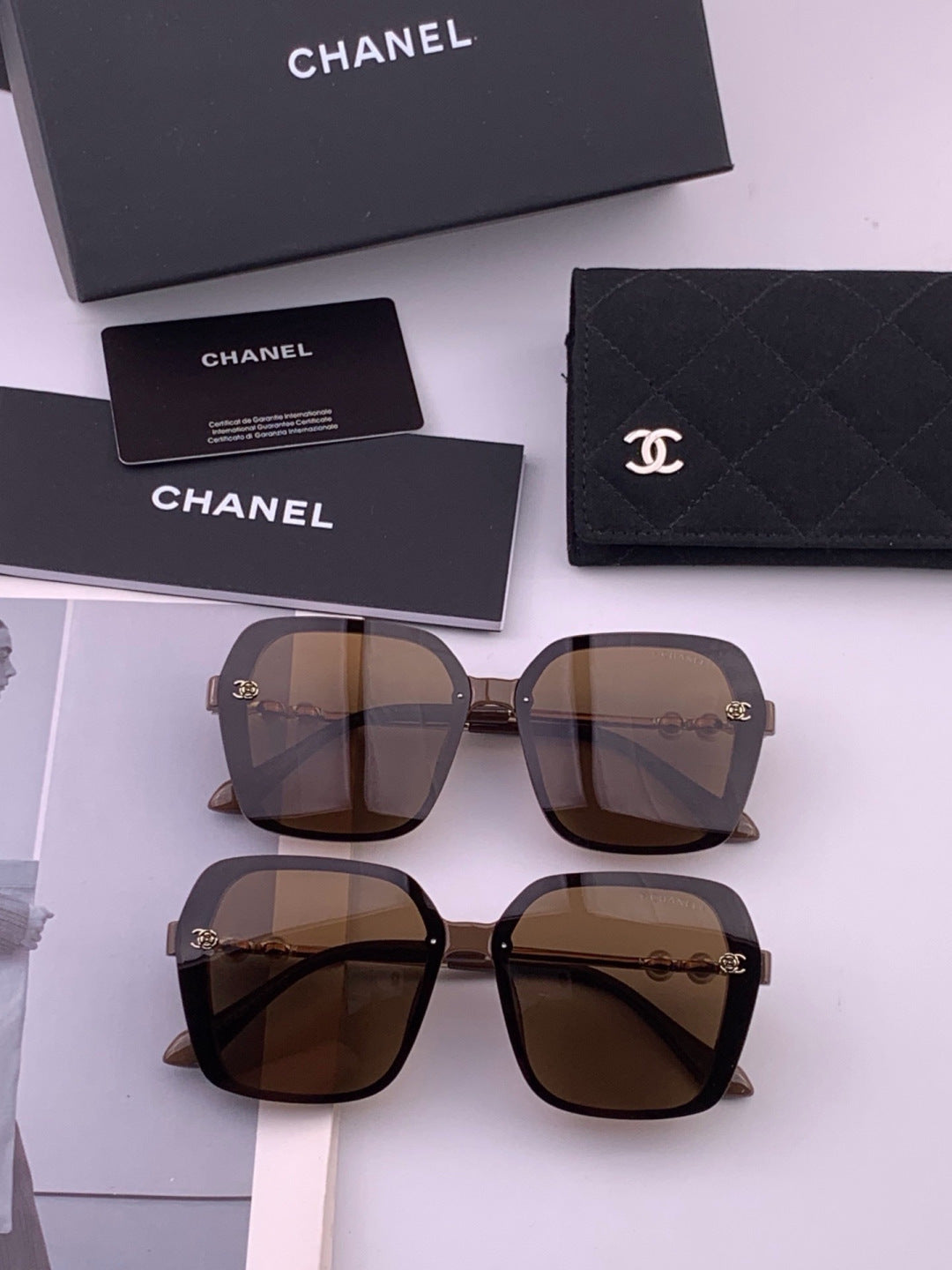 Chanel CH1910 Polarized Oversized Gold Lens Sunglasses for Men & Wome - 415245 - detail image 7