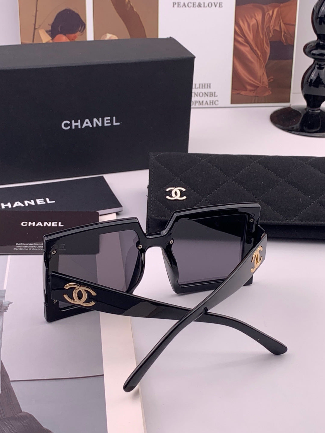 Chanel CH8615 Polarized Square Gold Lens Sunglasses for Women - 415251 - detail image 6