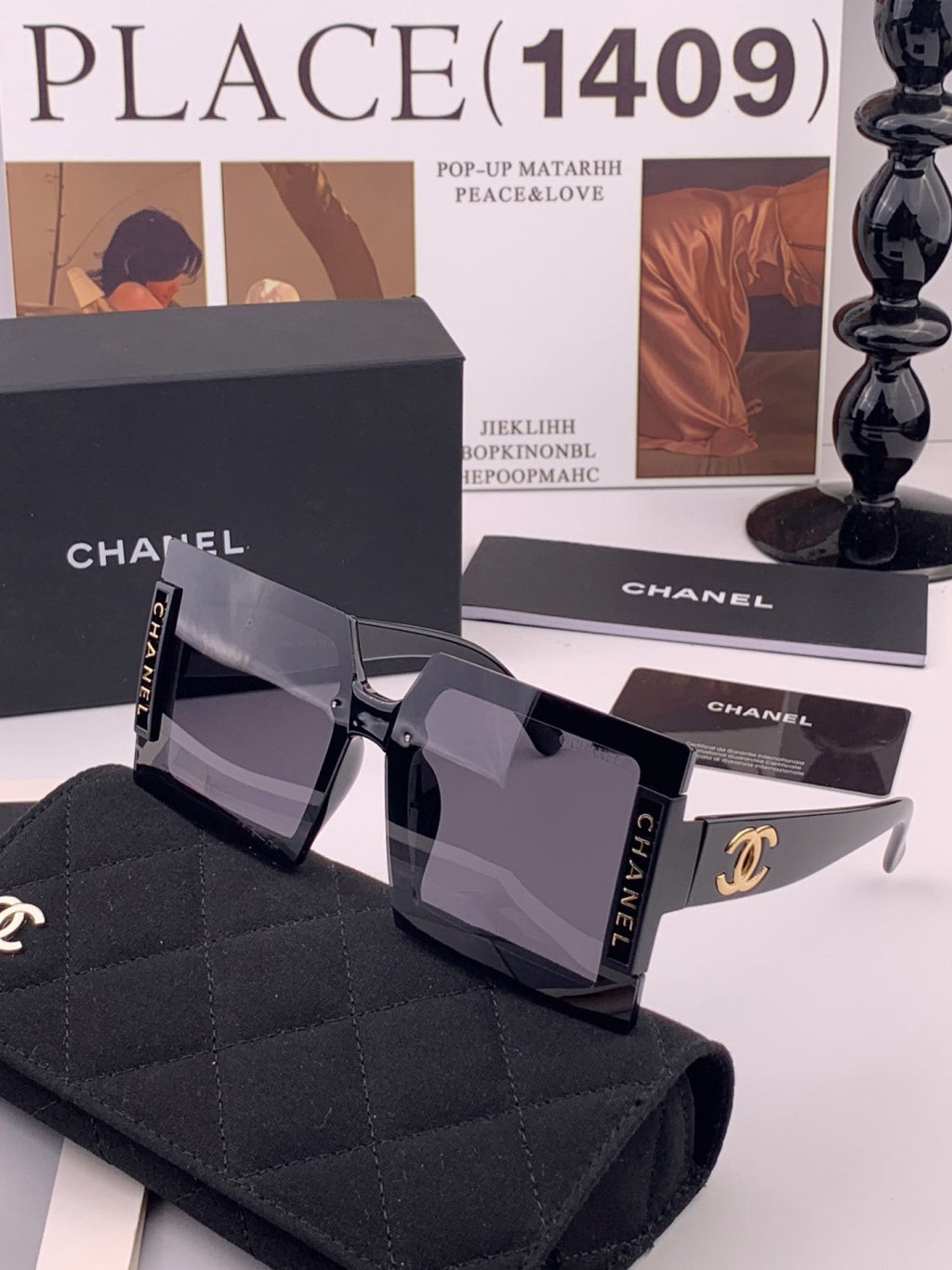 Chanel CH8615 Polarized Square Gold Lens Sunglasses for Women - 415251 - detail image 2