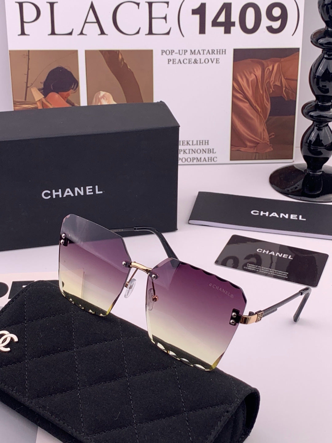 Chanel CH2999 Lightweight Rimless Gold Lens Sunglasses for Women - 415252