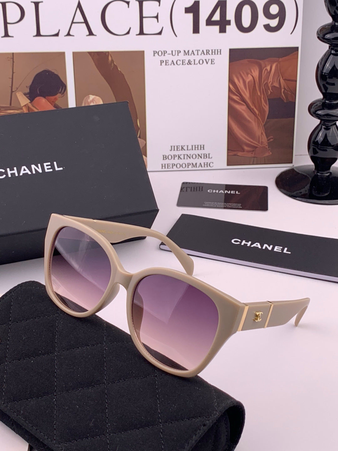 Chanel CH47004 Oversized Purple Lens Sunglasses for Men & Women - 415233 - detail image 2