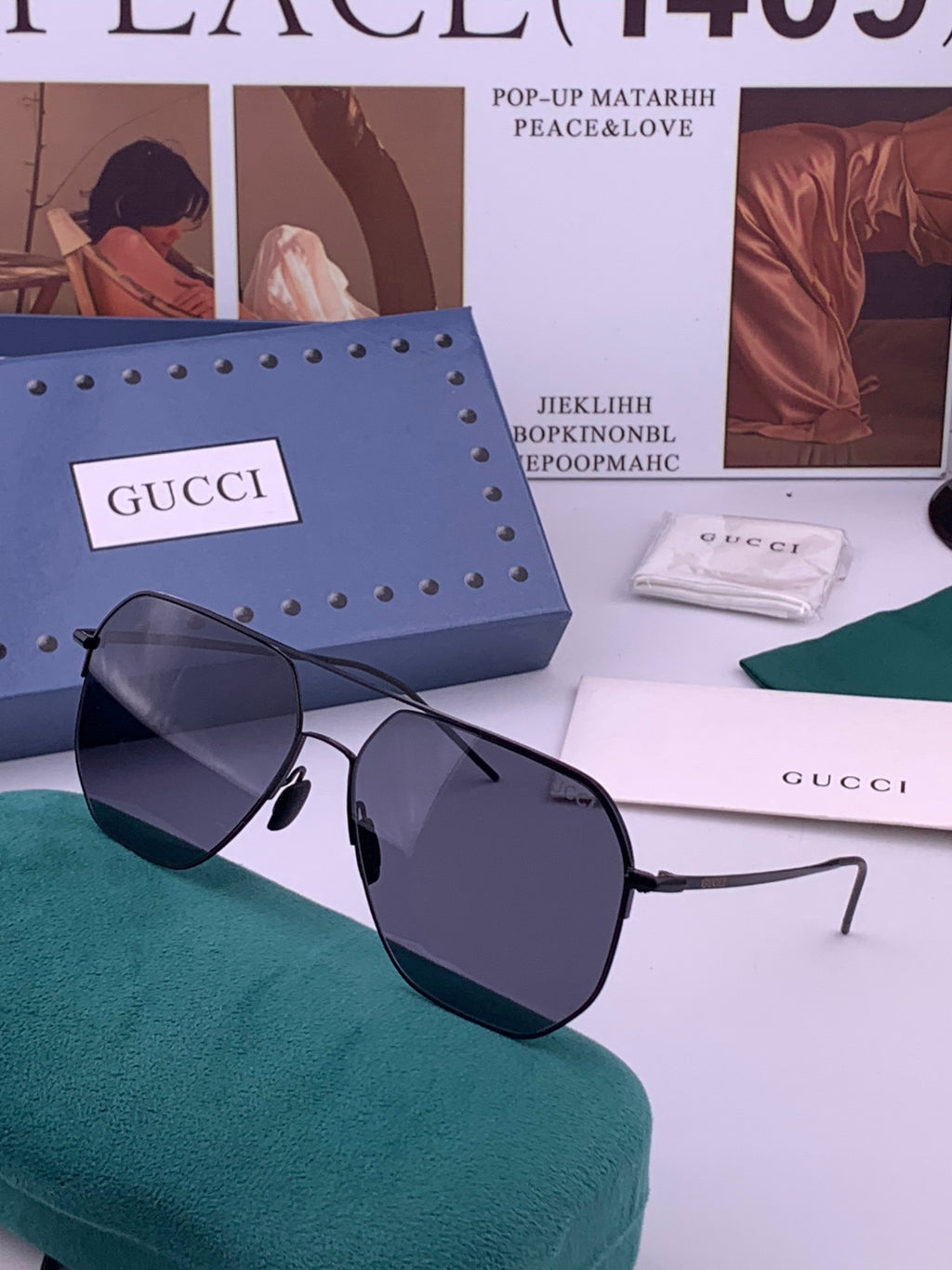 Gucci G3227 Polarized Aviator Gold Lens Sunglasses for Men - 415004 - detail image 2