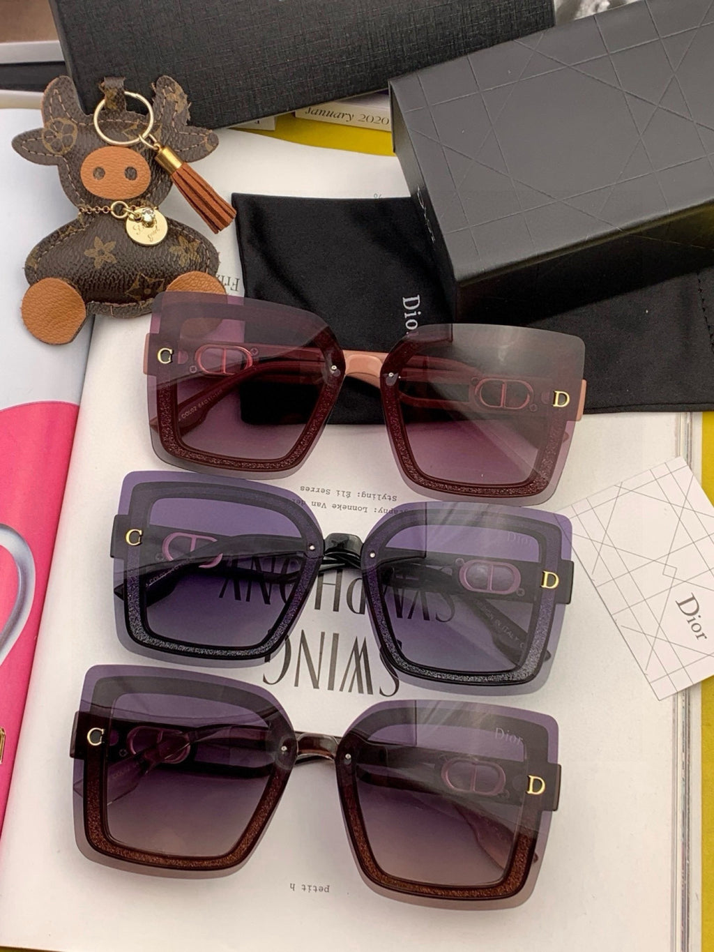 Dior CD9988 Polarized Square Pink Lens Sunglasses for Men & Women - 431843 - detail image 4