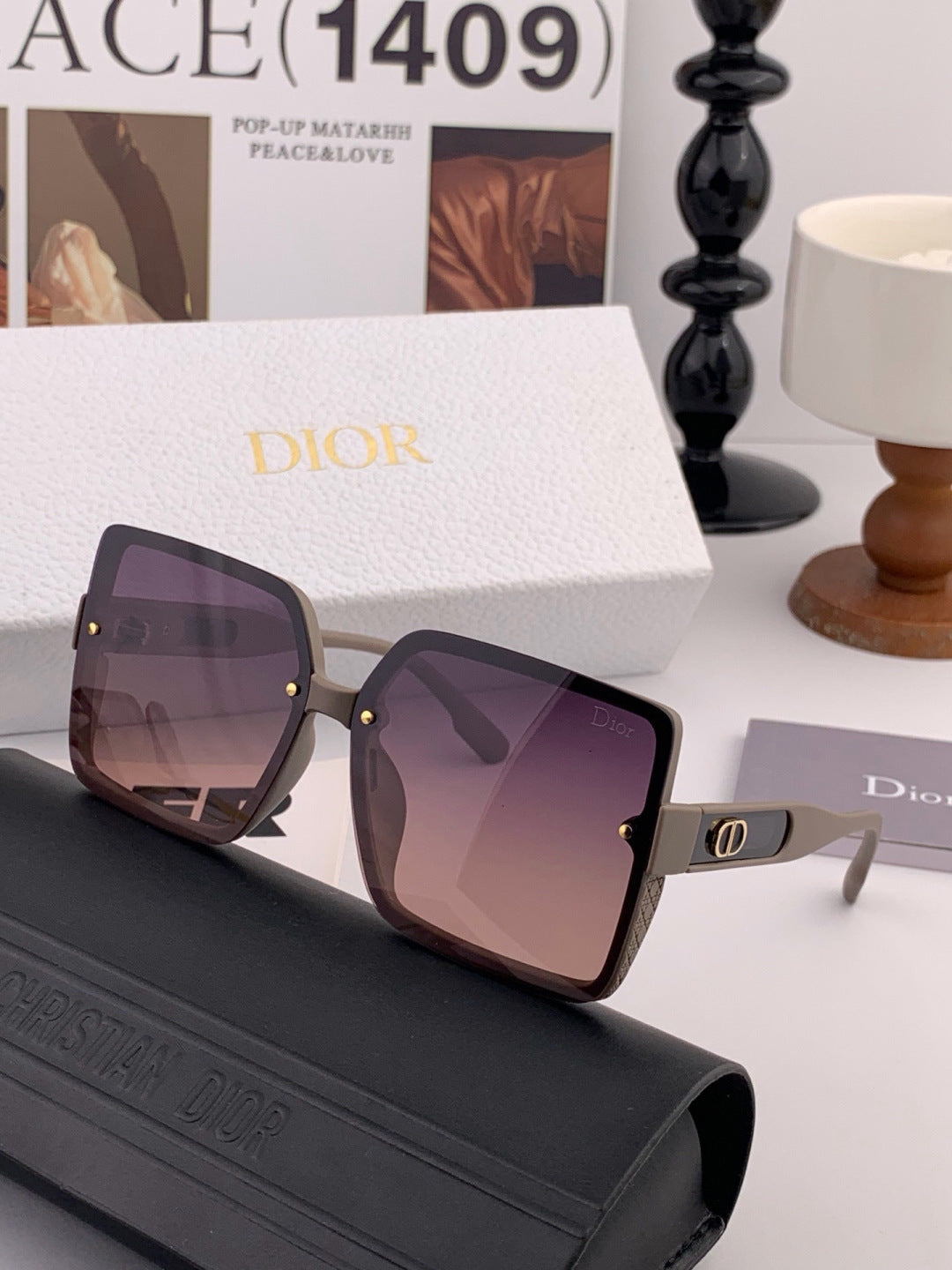 Dior CD2727 Polarized Square Red Lens Sunglasses for Women - 431869 - detail image 3