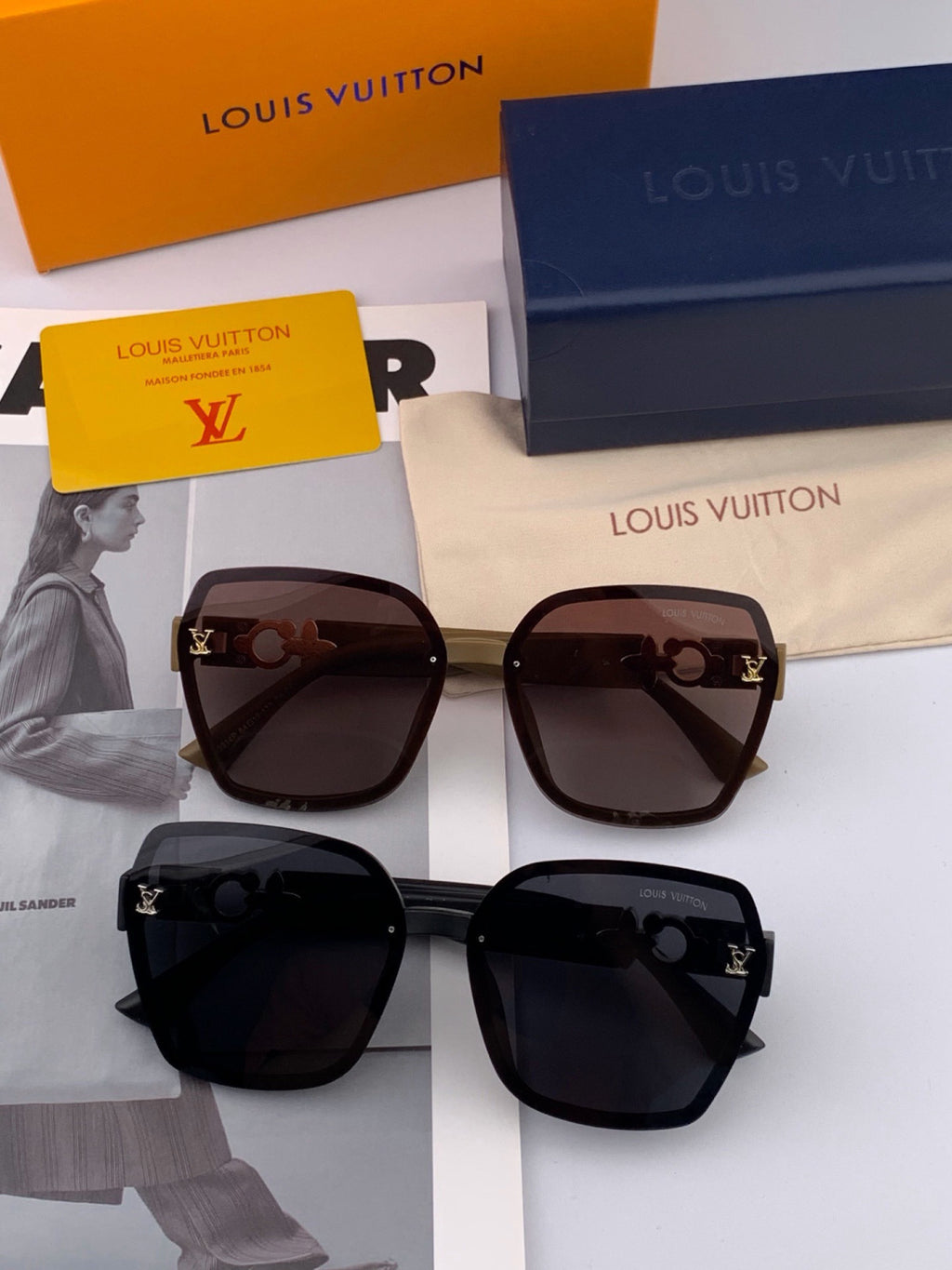 Louis Vuitton L4991 Polarized Square Gold Lens Sunglasses for Men & W - 431219 - detail image 6