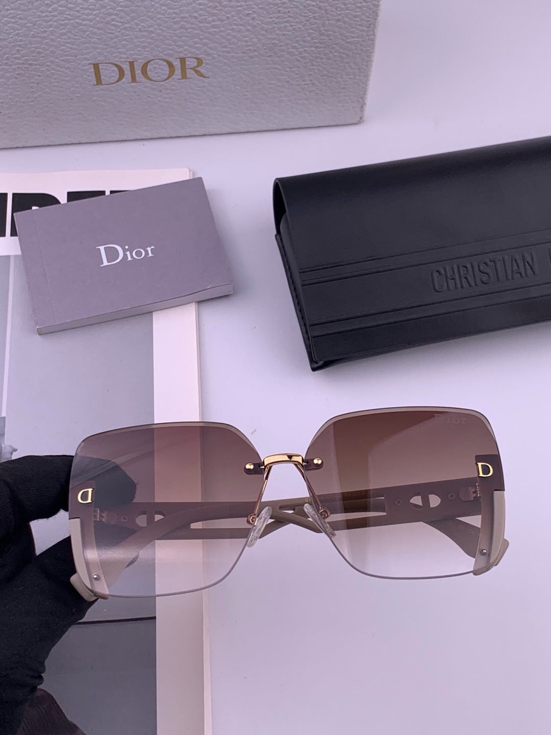 Dior CD6970 Square Gold Lens Sunglasses for Women - 431867 - detail image 3
