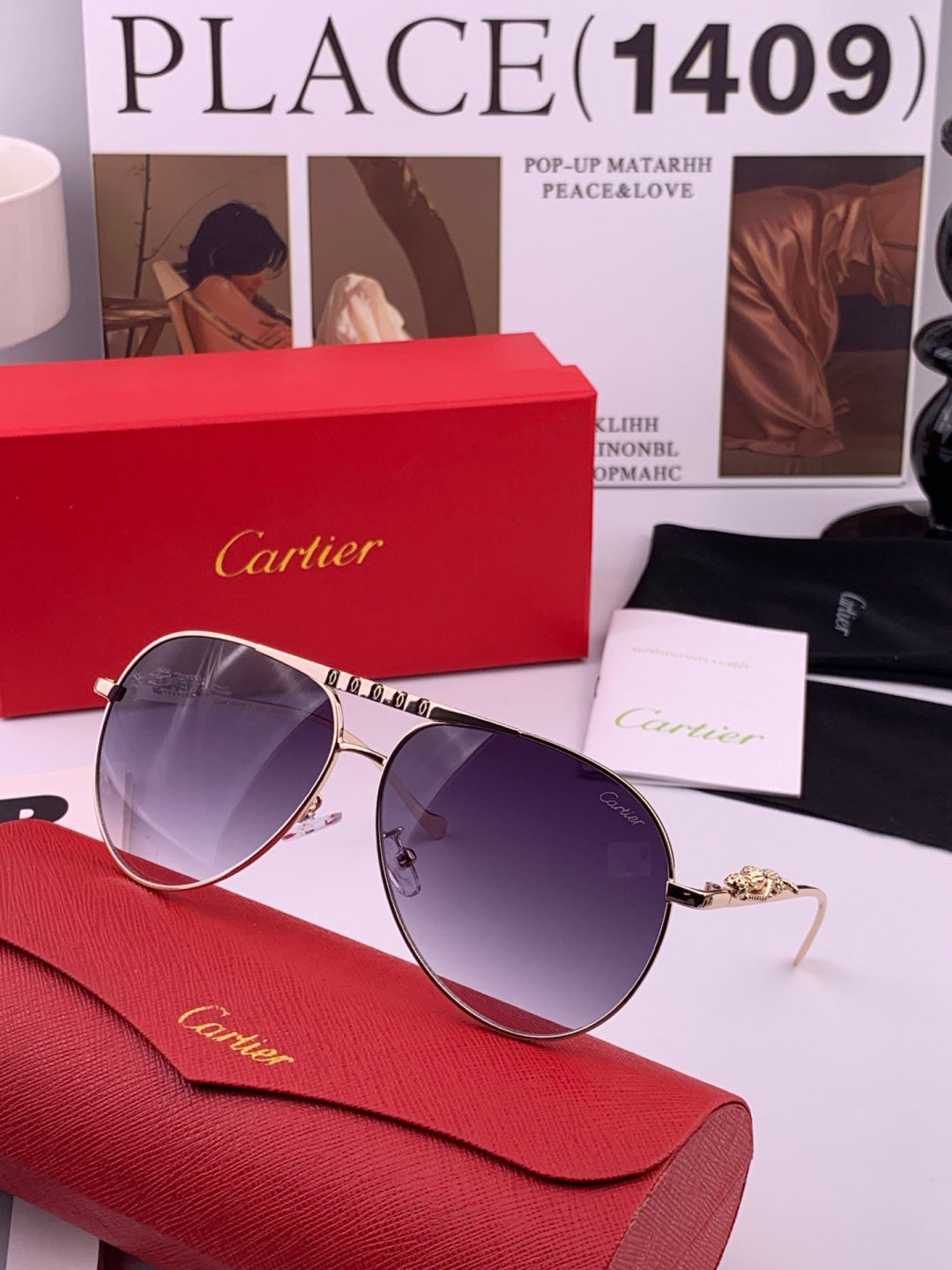 Cartier K41758 Fashion Red Lens Sunglasses for Men & Women - 432217 - detail image 2