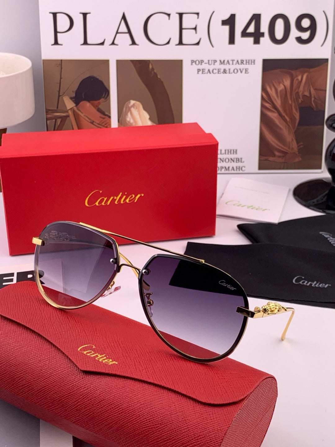 Cartier K21758 Fashion Black Lens Sunglasses for Men & Women - 432219 - detail image 4