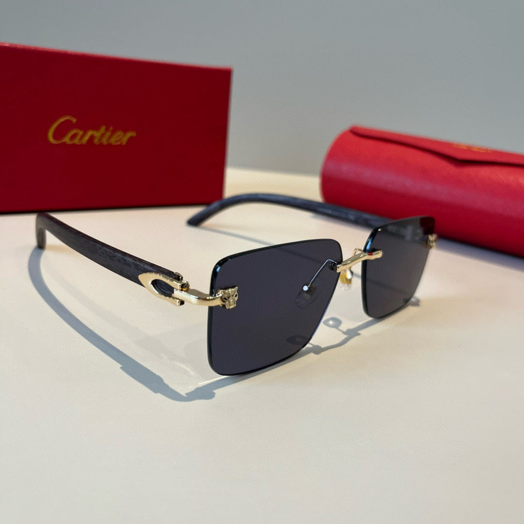 Cartier Lightweight Metal Rimless Black Lens Sunglasses for Men & Wom - 432202
