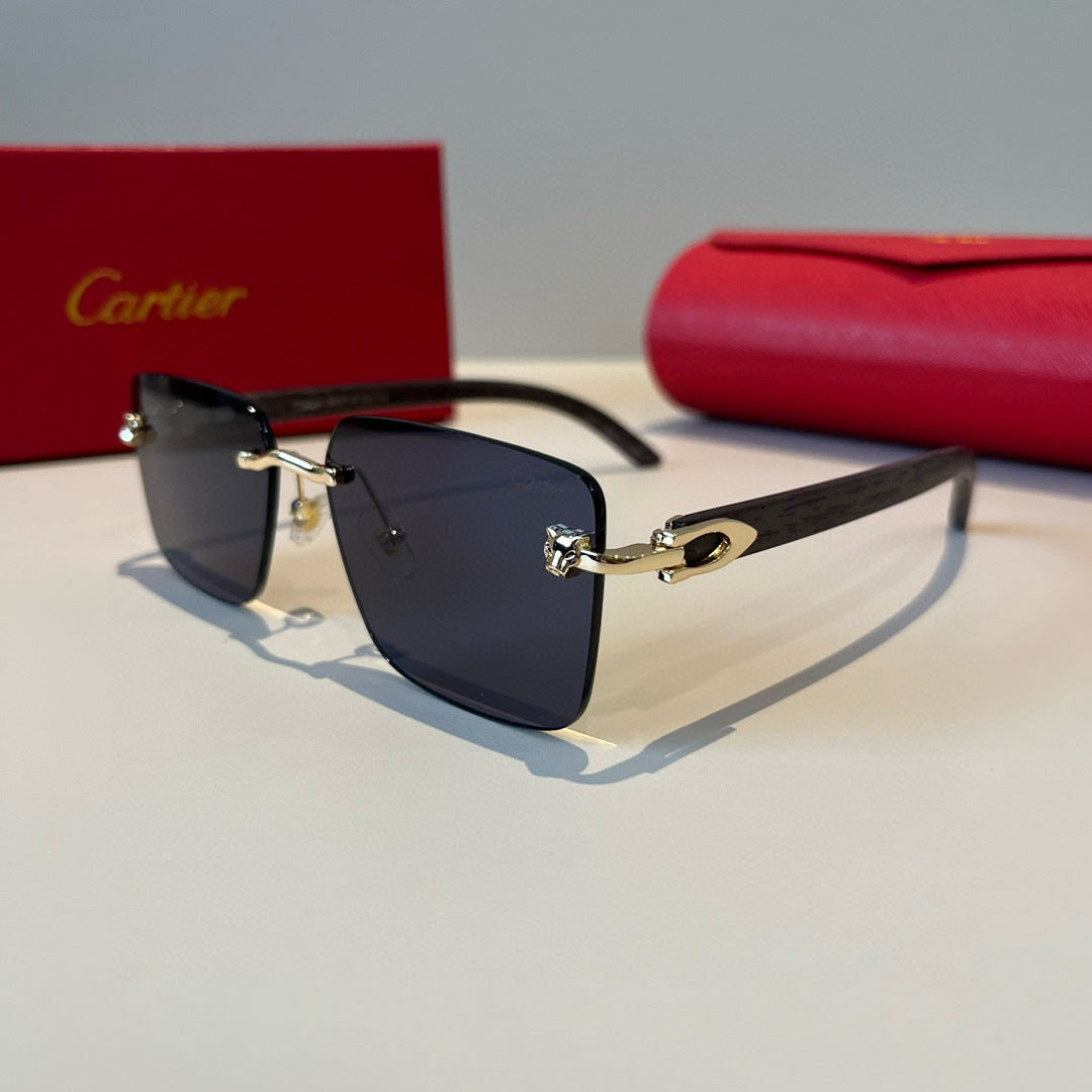 Cartier Lightweight Metal Rimless Black Lens Sunglasses for Men & Wom - 465760 - detail image 3