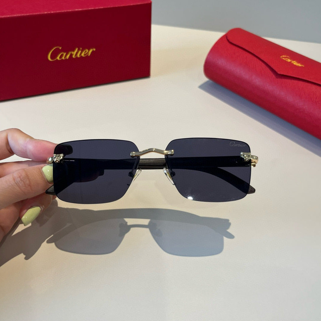 Cartier Lightweight Metal Rimless Black Lens Sunglasses for Men & Wom - 465760 - detail image 4