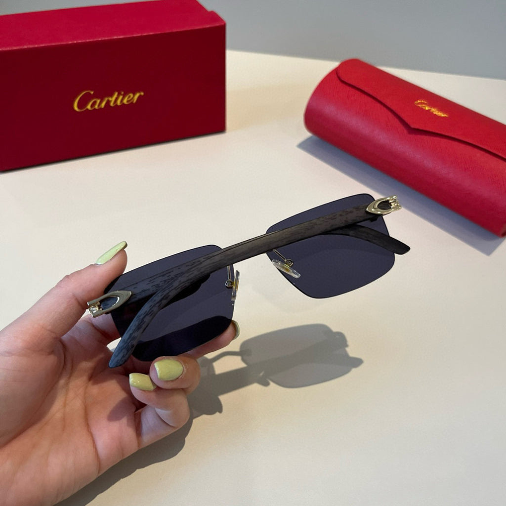 Cartier Lightweight Metal Rimless Black Lens Sunglasses for Men & Wom - 465760 - detail image 7