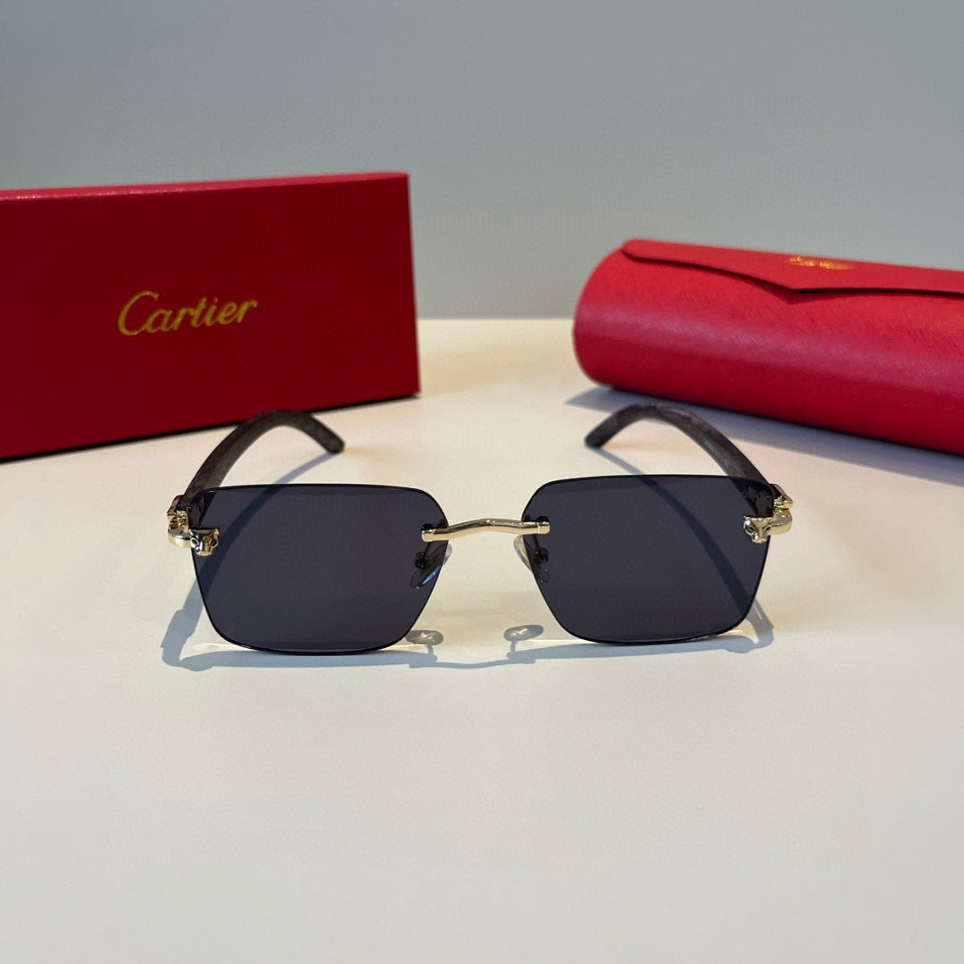 Cartier Lightweight Metal Rimless Black Lens Sunglasses for Men & Wom - 432202 - detail image 2