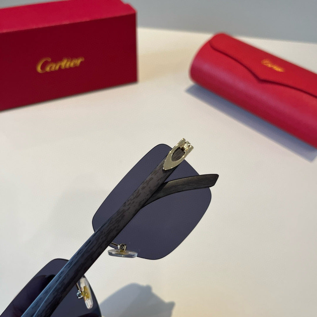 Cartier Lightweight Metal Rimless Black Lens Sunglasses for Men & Wom - 432202 - detail image 6