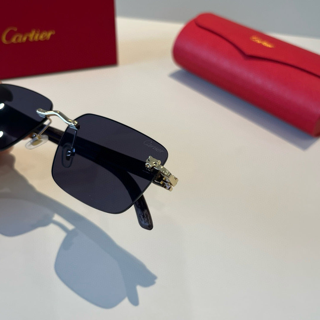Cartier Lightweight Metal Rimless Black Lens Sunglasses for Men & Wom - 432202 - detail image 5
