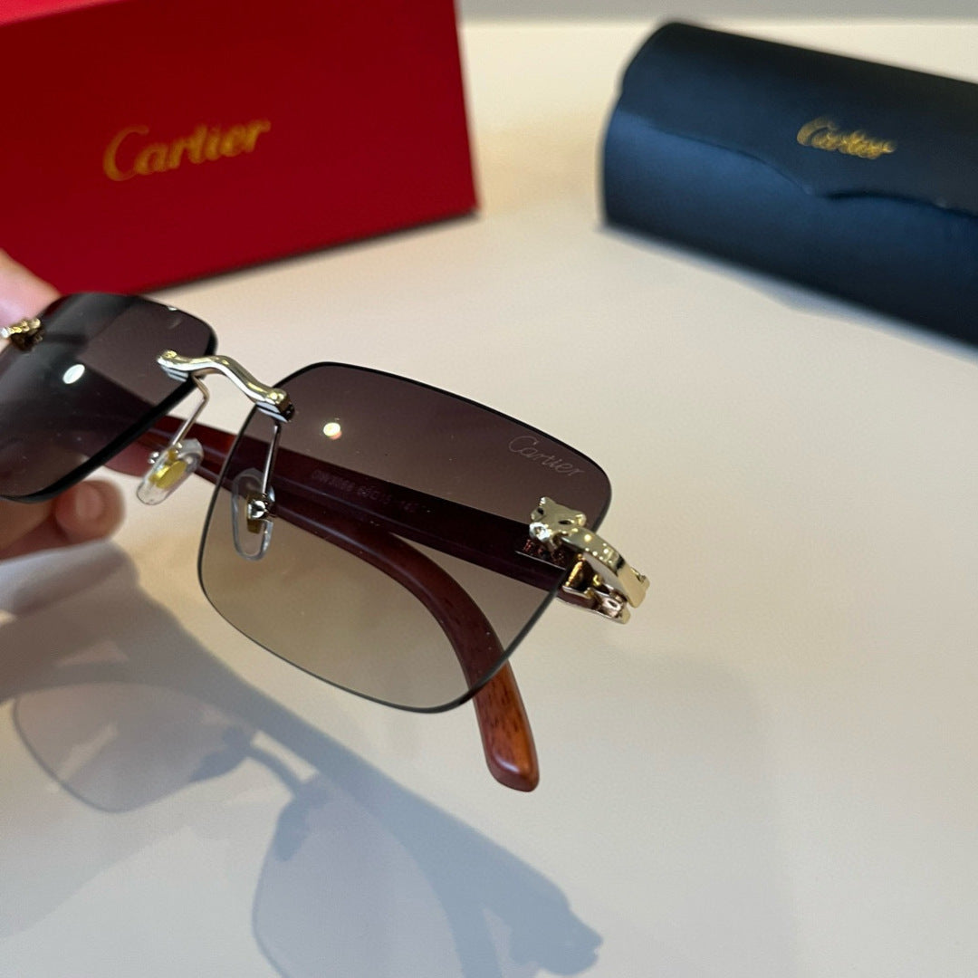 Cartier Lightweight Metal Rimless Brown Lens Sunglasses for Men & Wom - 432203 - detail image 9