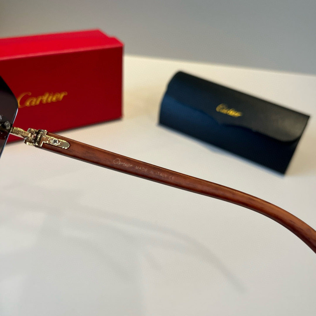 Cartier Lightweight Metal Rimless Brown Lens Sunglasses for Men & Wom - 432203 - detail image 5