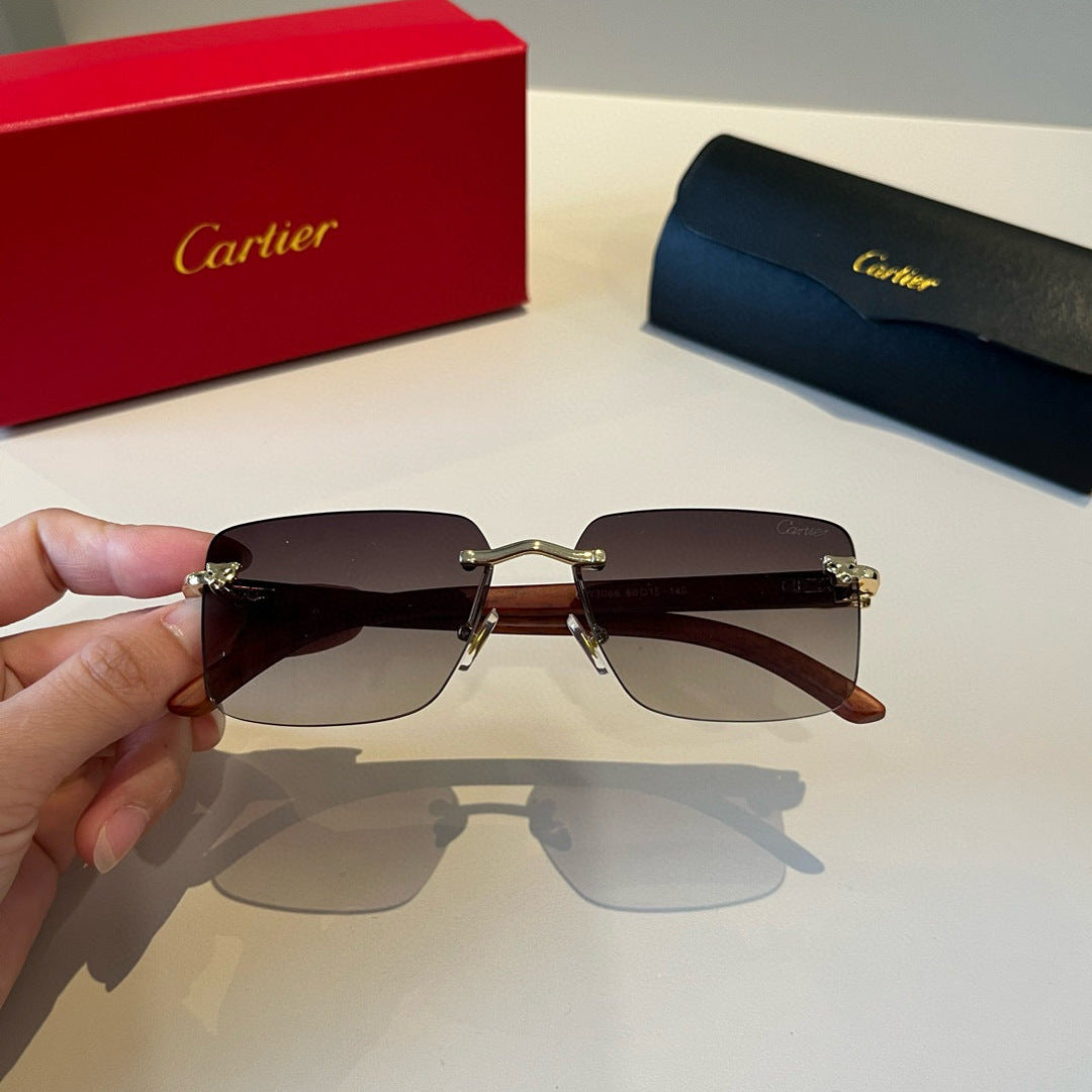 Cartier Lightweight Metal Rimless Brown Lens Sunglasses for Men & Wom - 432203 - detail image 10