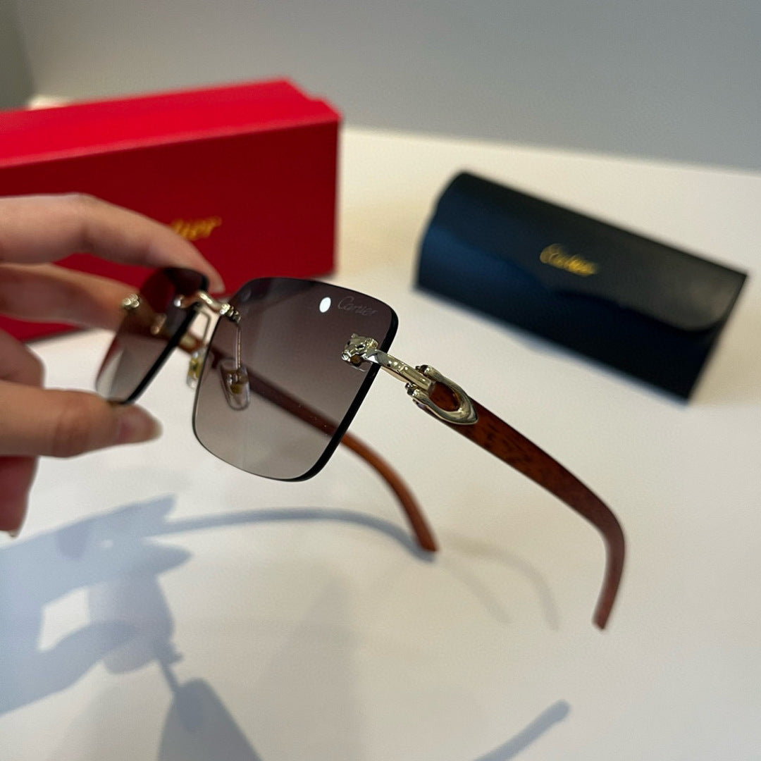 Cartier Lightweight Metal Rimless Brown Lens Sunglasses for Men & Wom - 432203 - detail image 4