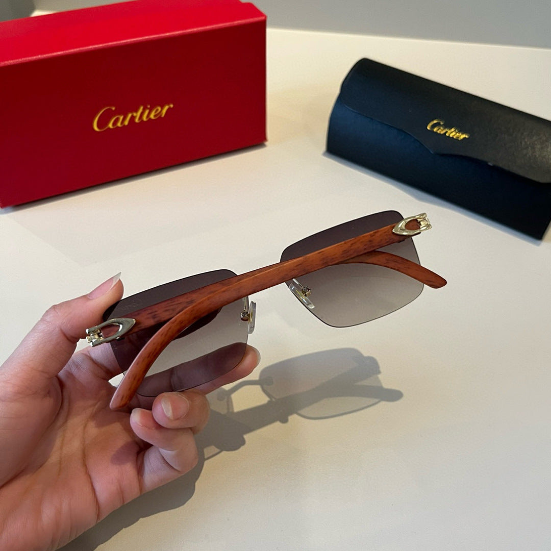 Cartier Lightweight Metal Rimless Brown Lens Sunglasses for Men & Wom - 432203 - detail image 7